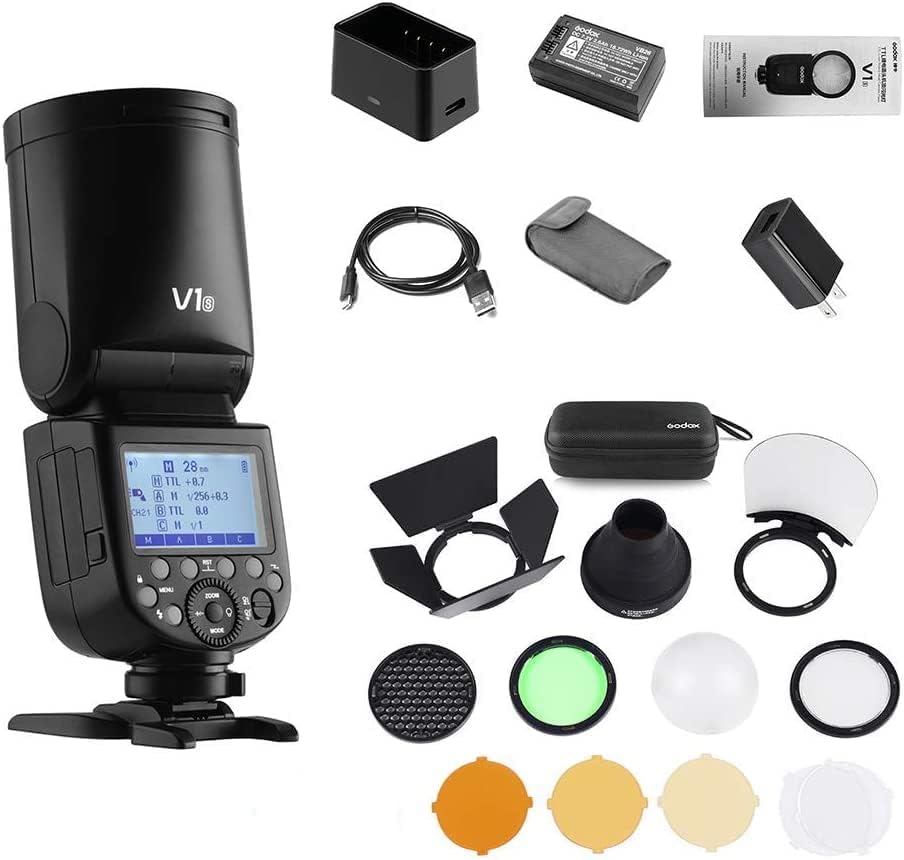 Светкавица Godox V1S за професионална камера Speedlite, съвместима с фотоапарати Sony a7RII a7R a58 a99 ILCE6000L a7RIII a7R3 a9 a77II a77